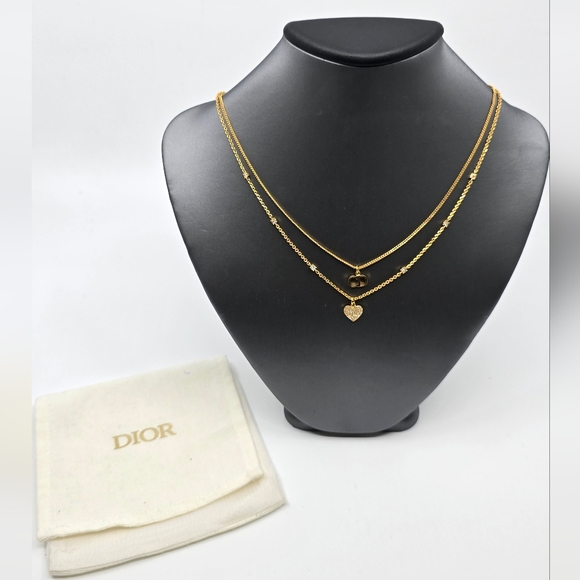 Dior Clair D Lune Necklace Gold Finish Metal & Silver Tone Crystals